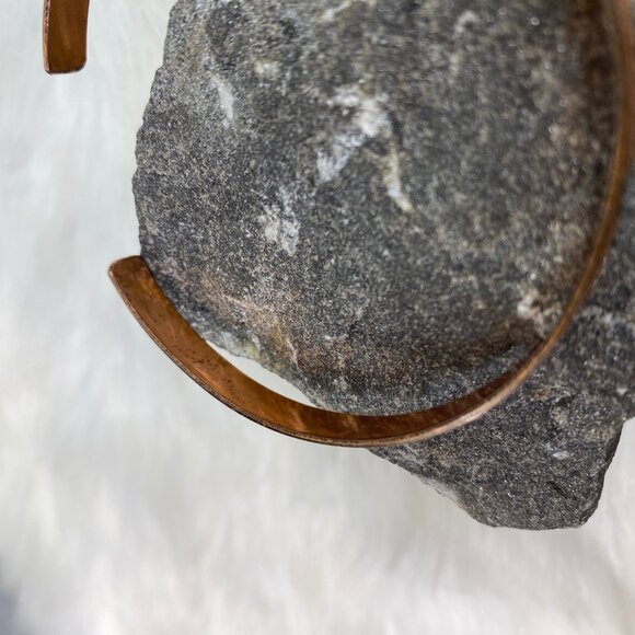 Vintage Copper Etched Black Enamel Cuff Bracelet Native - Picture 6 of 7